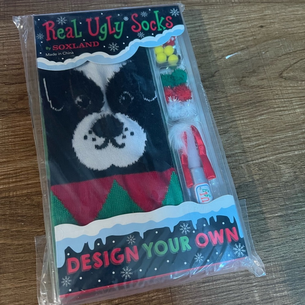 SOXLAND REAL UGLY DESIGN YOUR OWN CHRISTMAS SOCKS NWT 5/$20 Boston terri…